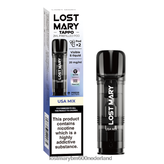 Lost Mary Kopen BDRJ2V184 verloren mary tappo voorgevulde peulen - 20 mg - 2 stuks Amerikaanse mix