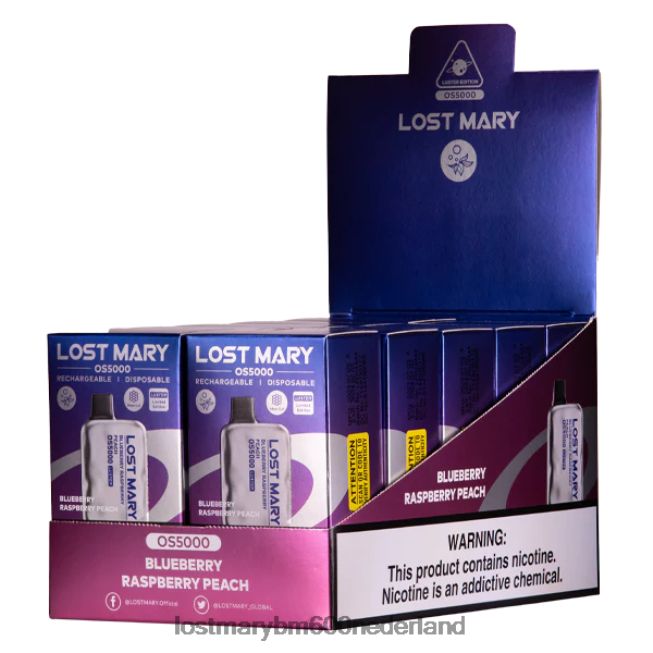 Lost Mary Vapes Kopen BDRJ2V19 verloren mary os5000 glans bosbes framboos perzik